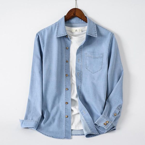 men's casual shirts spring and autumn light blue denim shirt modal fabric stretch long-sleeved male brand clothes, White;black
men's casual shirts spring and autumn light blue denim shirt modal fabric stretch long-sleeved male brand clothes, White;black