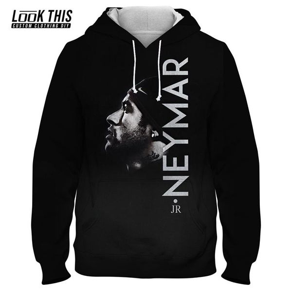 men's hoodies & sweatshirts neymar cool 3d hoodie autumn 2021 oversized sweatshirt nyr 10 print boy teen sport casual pullover outerwea, Black
