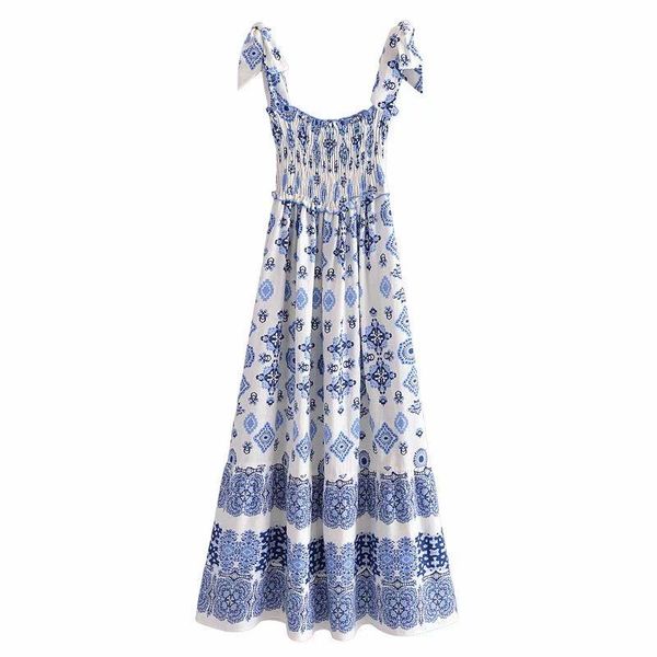 casual dresses 2021 women fashion blue and white porcelain printed midi dress straight neck straps vintage female vestidos mujer, Black;gray 
casual dresses 2021 women fashion blue and white porcelain printed midi dress straight neck straps vintage female vestidos mujer, Black;gray