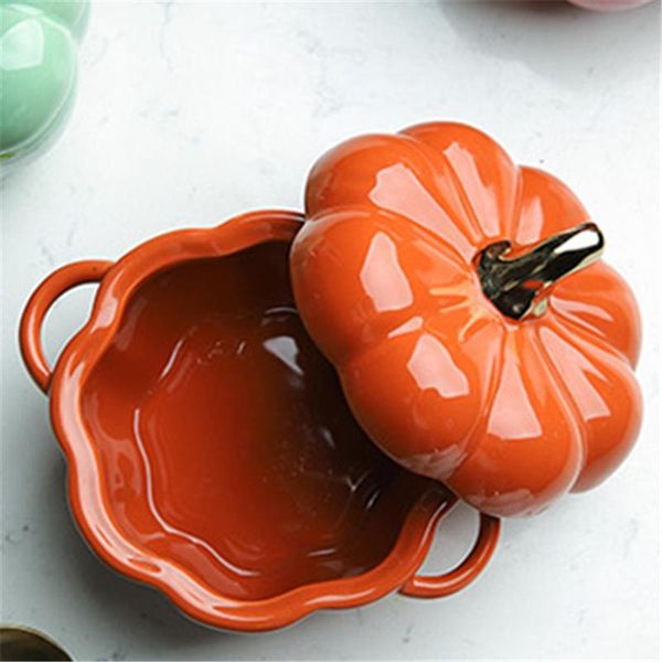 cute pumpkin soup cup with cover baking bowl ceramic rice tableware dessert water stew bowls