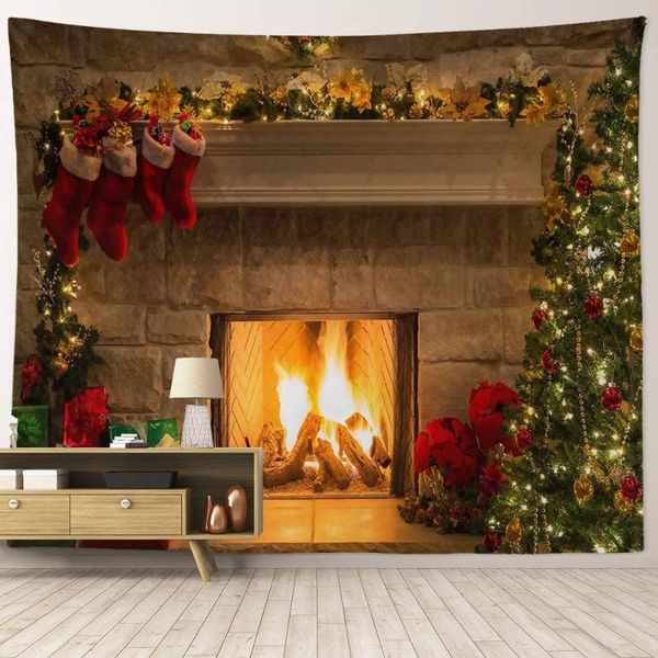 tapestries christmas fireplace merry xmas happy year fabric wall hanging art decorations
tapestries christmas fireplace merry xmas happy year fabric wall hanging art decorations