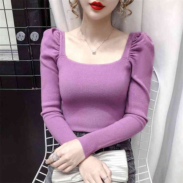 autumn korean women stretch casual simple solid color wild sweater fashion trend temperament 210527, White
autumn korean women stretch casual simple solid color wild sweater fashion trend temperament 210527, White
