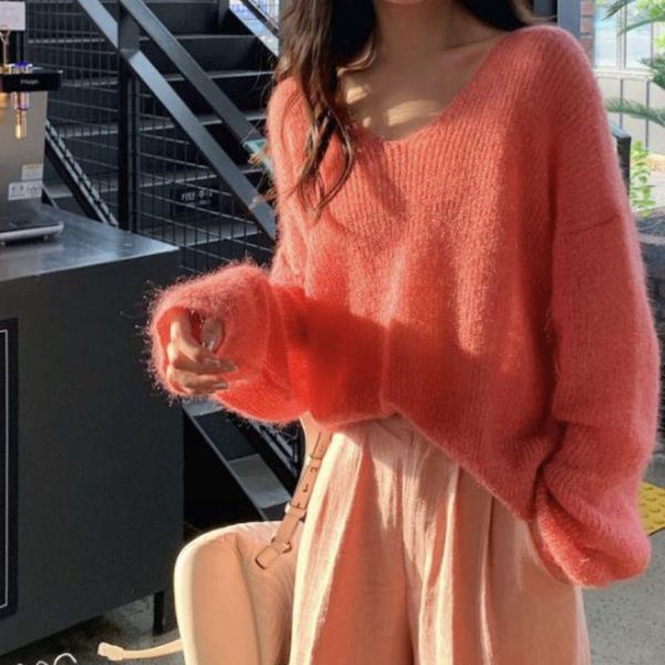 women's sweaters autumn women knitted sweater solid color pullover v neck sweet loose long-sleeve knitwear jumper pull femme, White;black
women's sweaters autumn women knitted sweater solid color pullover v neck sweet loose long-sleeve knitwear jumper pull femme, White;black