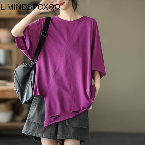 women's t-shirt limindspcxqq summer casual style 2021 women solid color loose purple tee ladies holes irregular design girls cotton, White
women's t-shirt limindspcxqq summer casual style 2021 women solid color loose purple tee ladies holes irregular design girls cotton, White