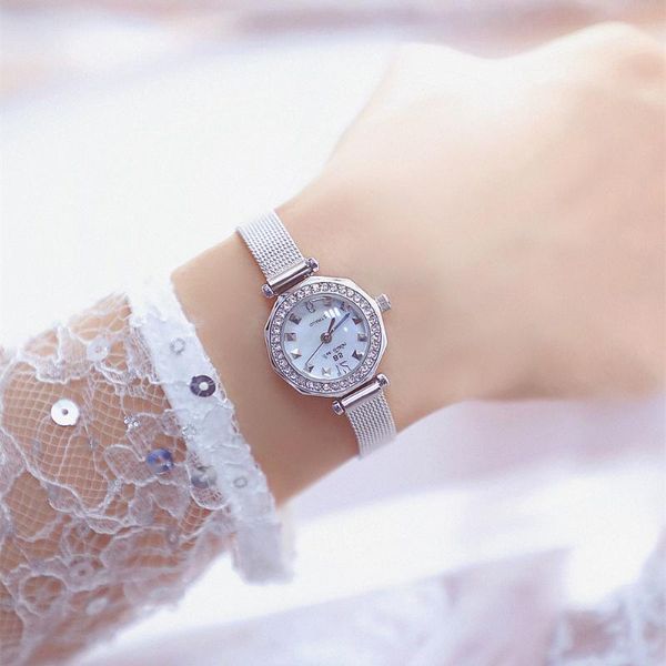 chain women watch gift to wife silver elegant small female bracelet ladies stainless steel hand clock wristwatches, Slivery;brown
chain women watch gift to wife silver elegant small female bracelet ladies stainless steel hand clock wristwatches, Slivery;brown