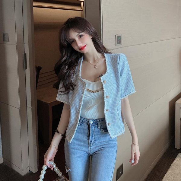 women's jackets korea chic retro summer fashion single breasted o-neck tweed jacket straight short cardigan coat crop, Black;brown
women's jackets korea chic retro summer fashion single breasted o-neck tweed jacket straight short cardigan coat crop, Black;brown
