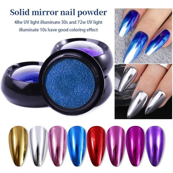 nail glitter chameleon mirror powder decoration gel polish art dust metallic metal chrome pigment dazzling accessory, Silver;gold