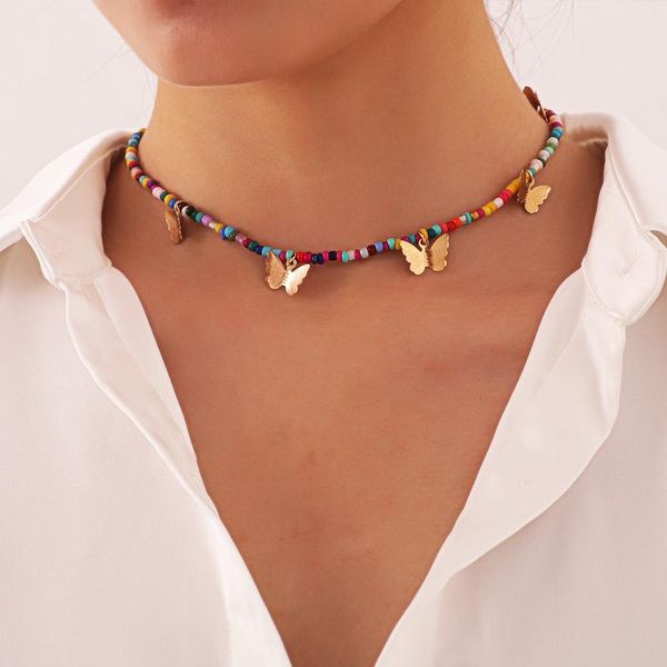chokers 2021 bohemia sweet colorful gold butterfly acrylic boho beaded choker clavicle beach necklaces for women girls jewelry, Golden;silver
chokers 2021 bohemia sweet colorful gold butterfly acrylic boho beaded choker clavicle beach necklaces for women girls jewelry, Golden;silver