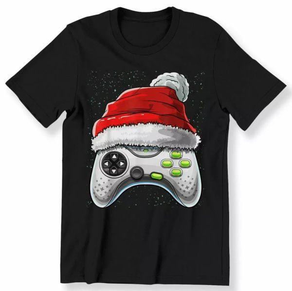 video game controller christmas for men boys kids t-shirt santa hat gamer, White;black
video game controller christmas for men boys kids t-shirt santa hat gamer, White;black