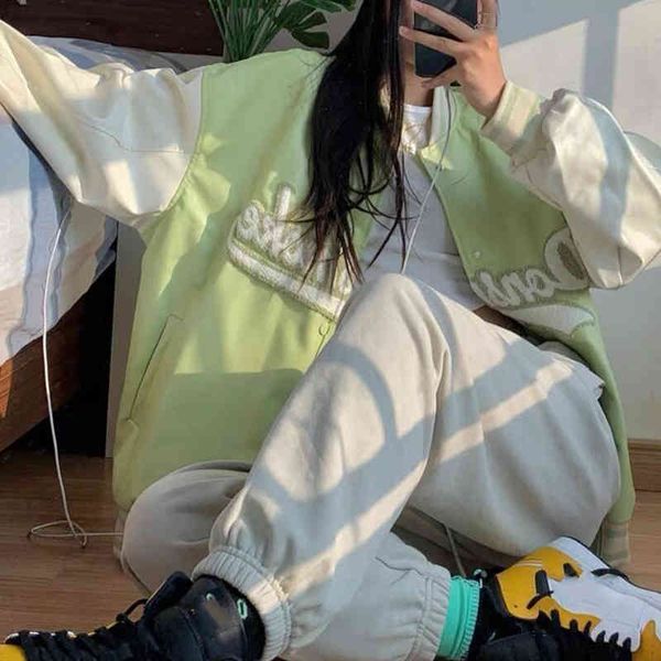 women's jackets casual letter green baseball spring autumn loose korean american streetwear student oversized jacket fvct, Black;brown
women's jackets casual letter green baseball spring autumn loose korean american streetwear student oversized jacket fvct, Black;brown