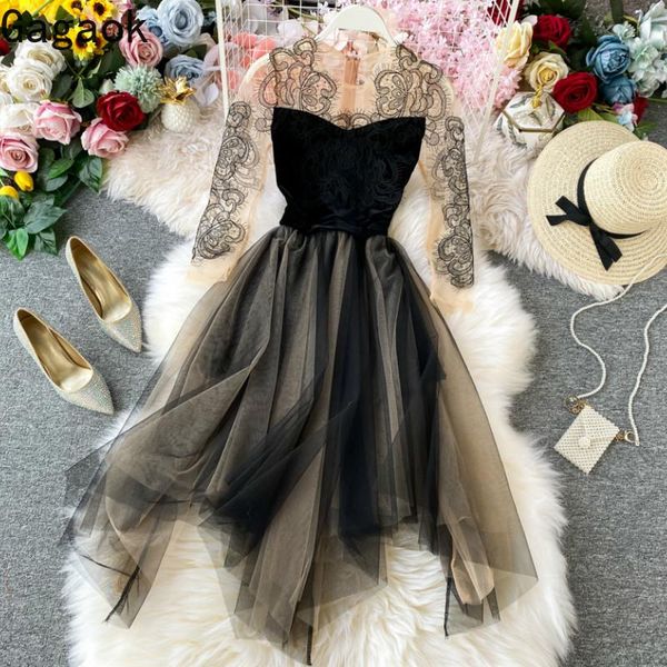 casual dresses gagaok women & club mesh dress spring autumn solid o-neck lace mid-calf a-line slim chic retro female fashion, Black;gray
casual dresses gagaok women & club mesh dress spring autumn solid o-neck lace mid-calf a-line slim chic retro female fashion, Black;gray