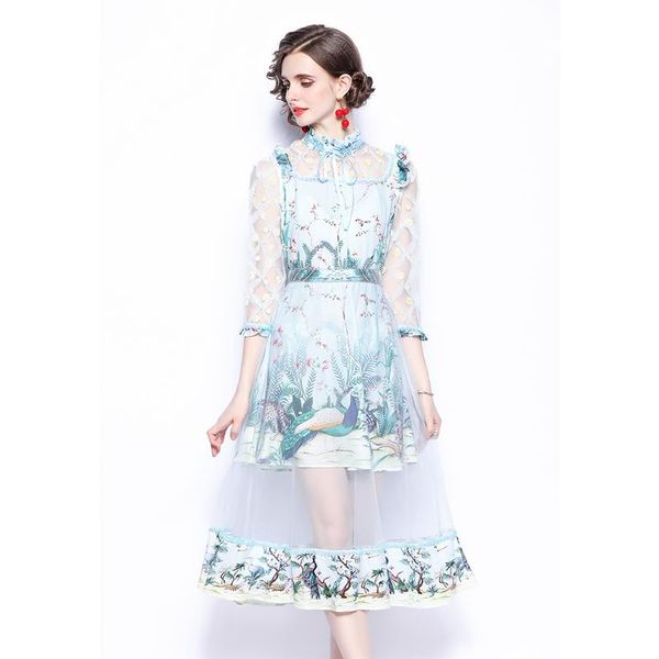 women summer designer elegant mesh print ruffles slim cocktail party robe female vintage sky blue midi dress vestidos casual dresses, Black;gray
women summer designer elegant mesh print ruffles slim cocktail party robe female vintage sky blue midi dress vestidos casual dresses, Black;gray