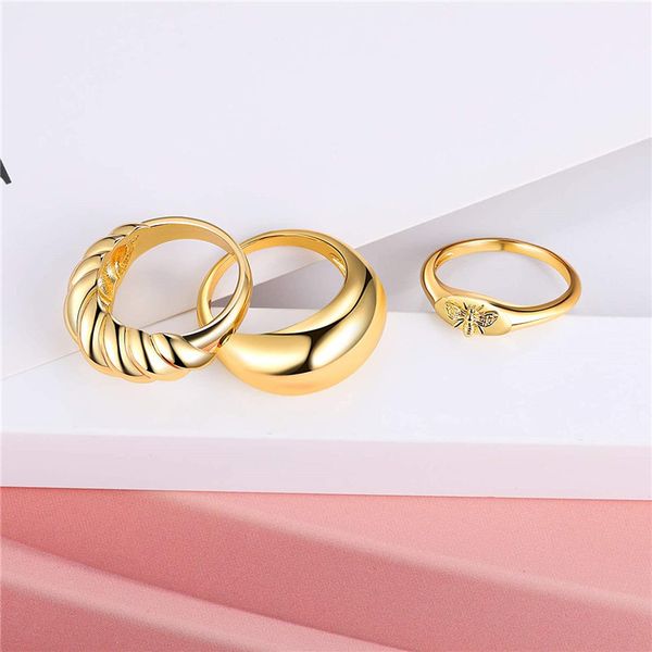 2021 selling 3-piece stack twisted twisted big dome ring bee ring with copper and real gold plated, Silver
2021 selling 3-piece stack twisted twisted big dome ring bee ring with copper and real gold plated, Silver