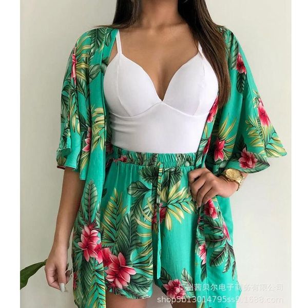 women's tracksuits plant print shorts suit women floral printed cardigan outwear sets high waist 2 piece outfits, Gray
women's tracksuits plant print shorts suit women floral printed cardigan outwear sets high waist 2 piece outfits, Gray