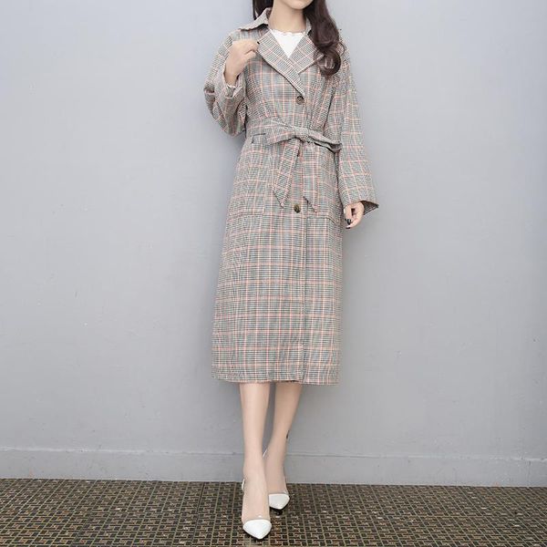 women's trench coats women female long plaid loose autumn fashion coat outerwear, Tan;black
women's trench coats women female long plaid loose autumn fashion coat outerwear, Tan;black