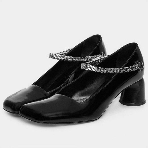 black chain high heels patent leather mary jane shoes women's fashion square toe single female slip-on round heel pumps dress
black chain high heels patent leather mary jane shoes women's fashion square toe single female slip-on round heel pumps dress