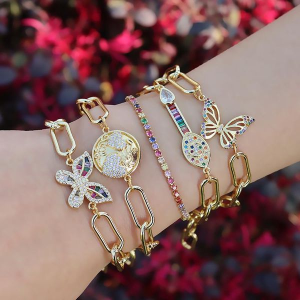 link, chain colorful butterfly bracelet zircon link jewelry cz crystal natural stone love heart evil eye bracelets for women gift, Black
link, chain colorful butterfly bracelet zircon link jewelry cz crystal natural stone love heart evil eye bracelets for women gift, Black