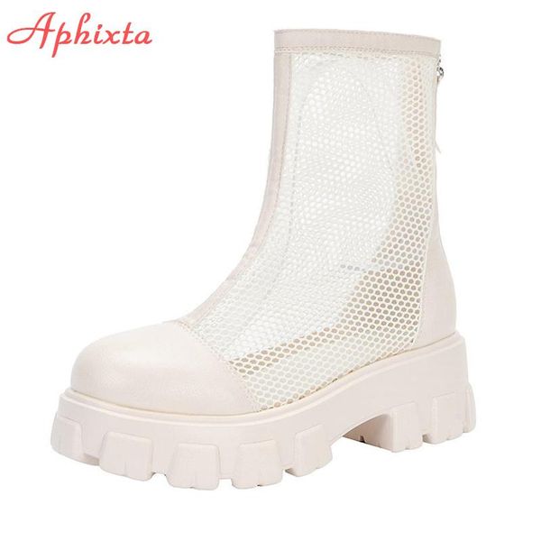 boots aphixta summer & winter breathable platform lace-up 6cm chuky sole heels women zipper height increasing plus large size 43, Black
boots aphixta summer & winter breathable platform lace-up 6cm chuky sole heels women zipper height increasing plus large size 43, Black