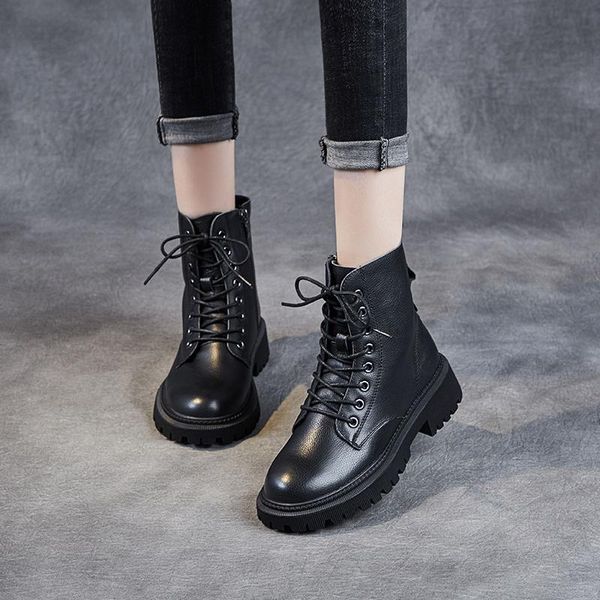 boots platform genuine leather short women's winter ankle retro style 2021 autumn motorcycle woman casual shoes, Black
boots platform genuine leather short women's winter ankle retro style 2021 autumn motorcycle woman casual shoes, Black