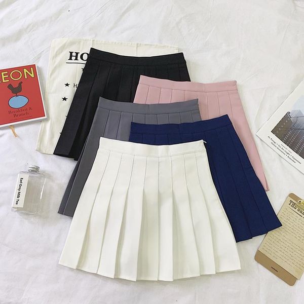 women summer pleated skirts fashion sweet style high waist zipper solid color a-line cute mini saias for student 2021, Black
women summer pleated skirts fashion sweet style high waist zipper solid color a-line cute mini saias for student 2021, Black