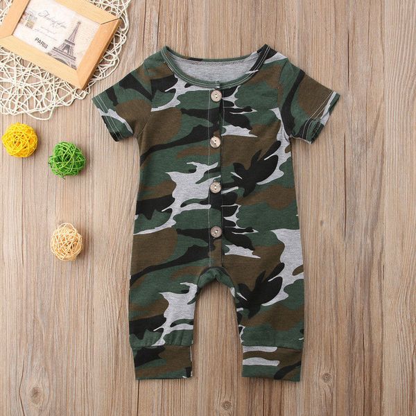 fashion short sleeve buttons up camouflage romper jumpsuit for toddler and baby boy, White
fashion short sleeve buttons up camouflage romper jumpsuit for toddler and baby boy, White