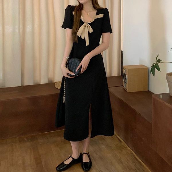 casual dresses 1 pcs women's retro slit black color slim dress with bow square neck short sleeved high waist long for summer college st, Black;gray
casual dresses 1 pcs women's retro slit black color slim dress with bow square neck short sleeved high waist long for summer college st, Black;gray