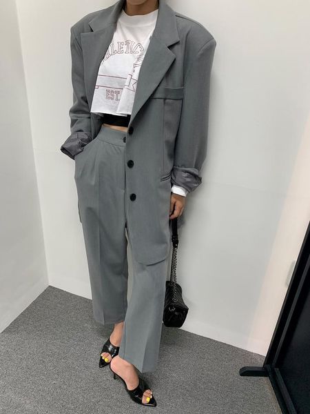 gray 2 pieces set blazer women loose notched jacket & straight pant female office wear suit vs056 women's two piece pants, White
gray 2 pieces set blazer women loose notched jacket & straight pant female office wear suit vs056 women's two piece pants, White