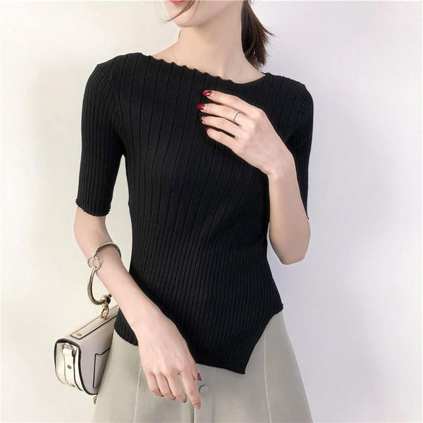 women's sweaters 2021 summer knitted slim pullover women one word collar sweater shirt female all-match basic short sleeve clothing, White;black
women's sweaters 2021 summer knitted slim pullover women one word collar sweater shirt female all-match basic short sleeve clothing, White;black
