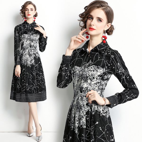 women's spring and autumn skirt 2021 fashion style print dress long sleeve waist reduction age a-line, Black;gray
women's spring and autumn skirt 2021 fashion style print dress long sleeve waist reduction age a-line, Black;gray