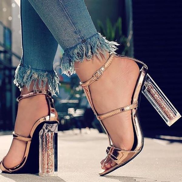 summer sandals golden bling clear square high heeled gladiator women pumps shoes t strap party, Black
summer sandals golden bling clear square high heeled gladiator women pumps shoes t strap party, Black