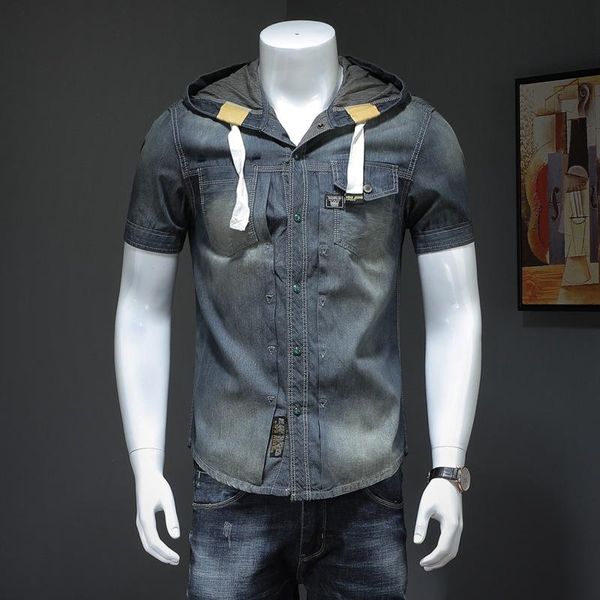 men's casual shirts european trend hooded short sleeve jean shirt summer personality retro washed denim youth pure cotton, White;black
men's casual shirts european trend hooded short sleeve jean shirt summer personality retro washed denim youth pure cotton, White;black