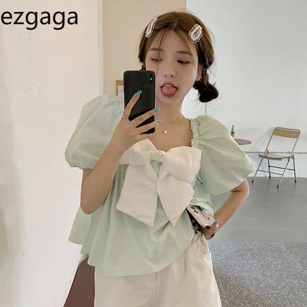 women's blouses & shirts ezgaga sweet women blouse bow puff short sleeve square collar loose summer korean chic female elegant all-matc, White
women's blouses & shirts ezgaga sweet women blouse bow puff short sleeve square collar loose summer korean chic female elegant all-matc, White