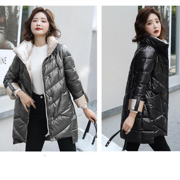 women's down & parkas 2021 bright jacket clothing korean loose medium length thickened warm coat fashion parka winter1, Black
women's down & parkas 2021 bright jacket clothing korean loose medium length thickened warm coat fashion parka winter1, Black