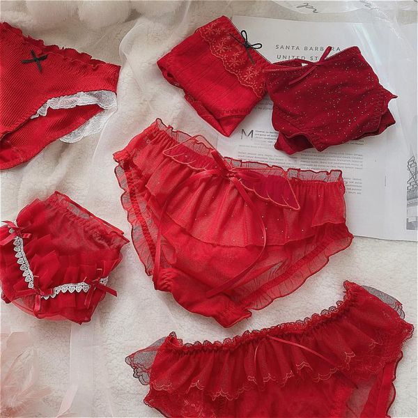 women's panties sweet lace girl bright red lucky shorts purified cotton underwear for the year of birth 3 pc, Black;pink
women's panties sweet lace girl bright red lucky shorts purified cotton underwear for the year of birth 3 pc, Black;pink