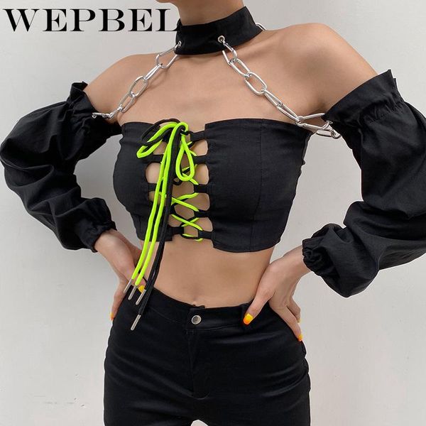 women's t-shirt mandylandy women autumn hollow out bandage crop lady casual off shoulder chain halter short shirt, White
women's t-shirt mandylandy women autumn hollow out bandage crop lady casual off shoulder chain halter short shirt, White