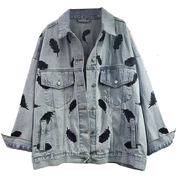 women's jackets 2021 heavy industry embroidery feather pattern loose and thin bf denim jacket women's plus size all-match tren, Black;brown
women's jackets 2021 heavy industry embroidery feather pattern loose and thin bf denim jacket women's plus size all-match tren, Black;brown