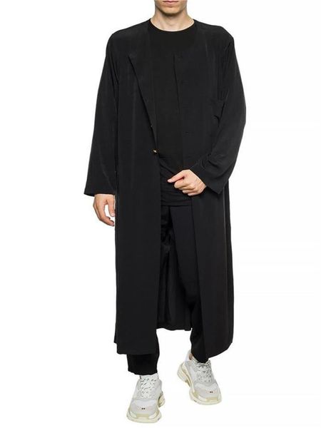 men's trench coats spring round collar solid color single row gold button tencel dress artist long windbreaker fashion coat, Tan;black
men's trench coats spring round collar solid color single row gold button tencel dress artist long windbreaker fashion coat, Tan;black