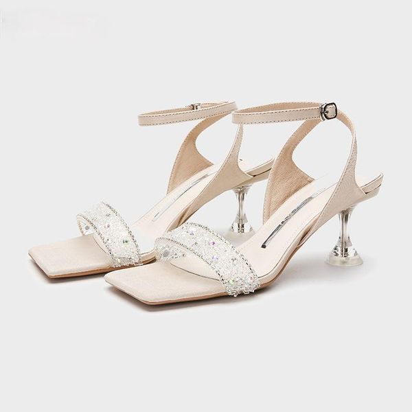 sandals summer crystal heel thin fairy style one word diamond high fashion open toe women's shoes, Black
sandals summer crystal heel thin fairy style one word diamond high fashion open toe women's shoes, Black