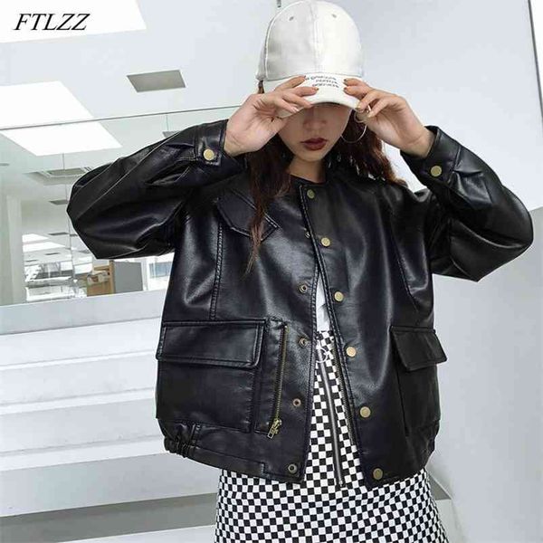 autumn womem vintage black loose pu faux soft leather jacket single breasted pocket punk biker coat outwear 210430
autumn womem vintage black loose pu faux soft leather jacket single breasted pocket punk biker coat outwear 210430