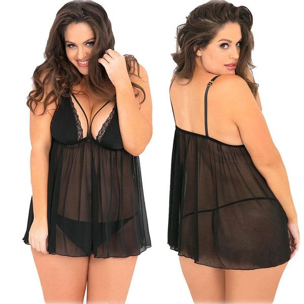 women's sleepwear fashion mesh nightdress see through large size black european and american, Black;red
women's sleepwear fashion mesh nightdress see through large size black european and american, Black;red