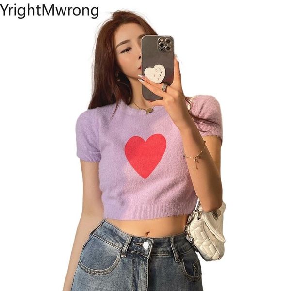 women's t-shirt summer kawaii short sleeve love graphic heart knit t shirt women crop aesthetic clothing cropped cute korean, White
women's t-shirt summer kawaii short sleeve love graphic heart knit t shirt women crop aesthetic clothing cropped cute korean, White