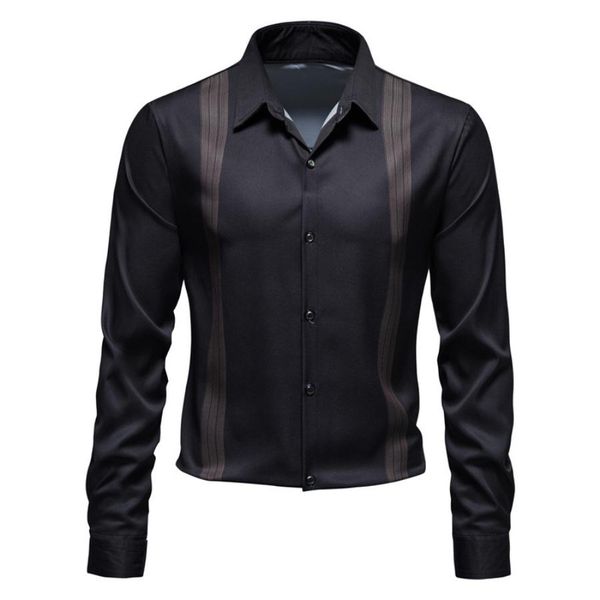 2021 european new men's dress shirts long sleeved shirt korean business casual vertical stripe printed shirtss, White;black
2021 european new men's dress shirts long sleeved shirt korean business casual vertical stripe printed shirtss, White;black