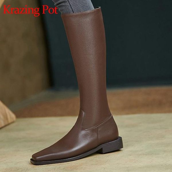 boots krazing pot full grain leather large size winter keep warm riding zip square toe low heels european thigh high l39, Black
boots krazing pot full grain leather large size winter keep warm riding zip square toe low heels european thigh high l39, Black