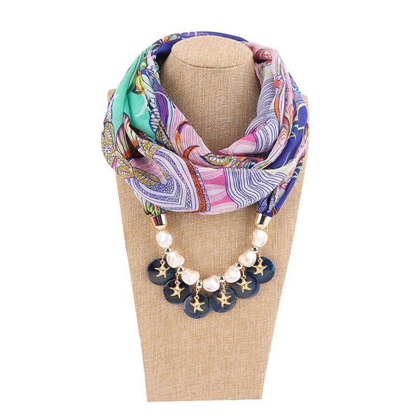 scarves geometric beads necklaces printing flowers pattern wrap chiffon statement scarf necklace for women star bohemian jewelry, Blue;gray
scarves geometric beads necklaces printing flowers pattern wrap chiffon statement scarf necklace for women star bohemian jewelry, Blue;gray