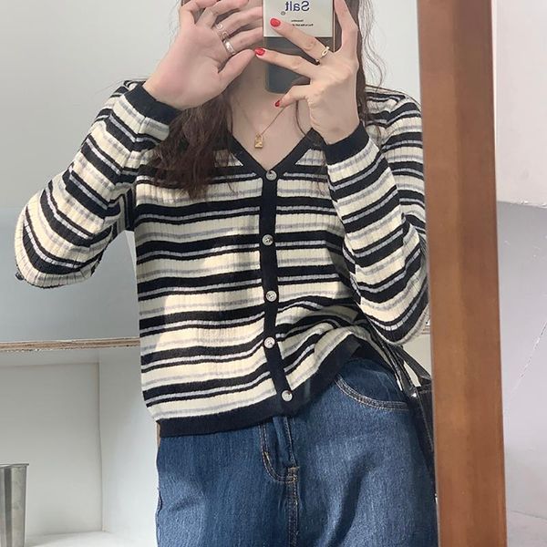 women's knits & tees fashion elegant striped button up knitted sweater cardigan women casual spring autumn long sleeve v-neck, White
women's knits & tees fashion elegant striped button up knitted sweater cardigan women casual spring autumn long sleeve v-neck, White