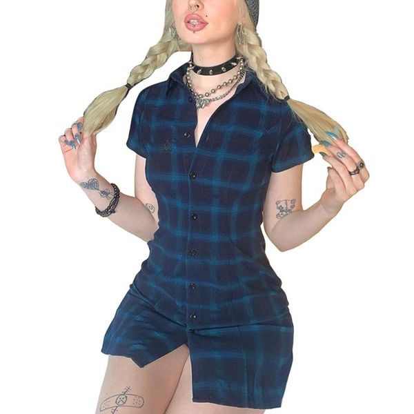 casual dresses summer women\u2021s short sleeve dress fashion plaid lapel single-breasted slim fit dark blue, Black;gray
casual dresses summer women\u2021s short sleeve dress fashion plaid lapel single-breasted slim fit dark blue, Black;gray