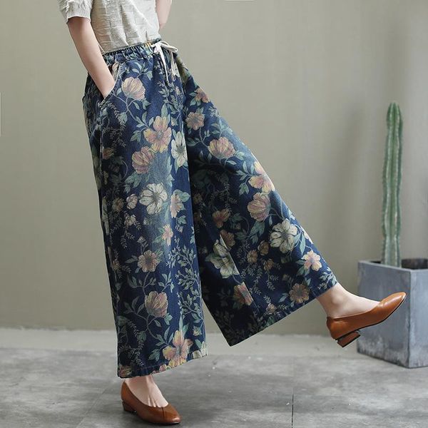 women's jeans plus size woman 2021 spring autumn nation style vintage elastic waist floral print denim wide leg pants ankle-length, Blue
women's jeans plus size woman 2021 spring autumn nation style vintage elastic waist floral print denim wide leg pants ankle-length, Blue
