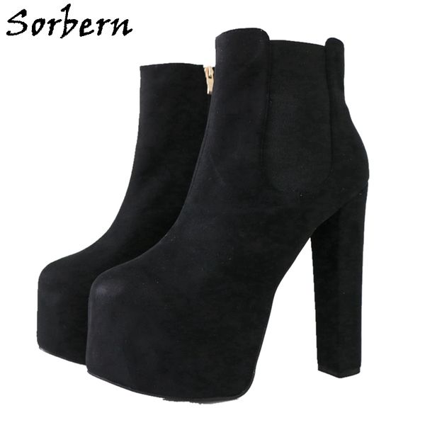 sorbern black ankle boots faux suede high heels women elastic band platform gothic high desinger shoes booties
sorbern black ankle boots faux suede high heels women elastic band platform gothic high desinger shoes booties