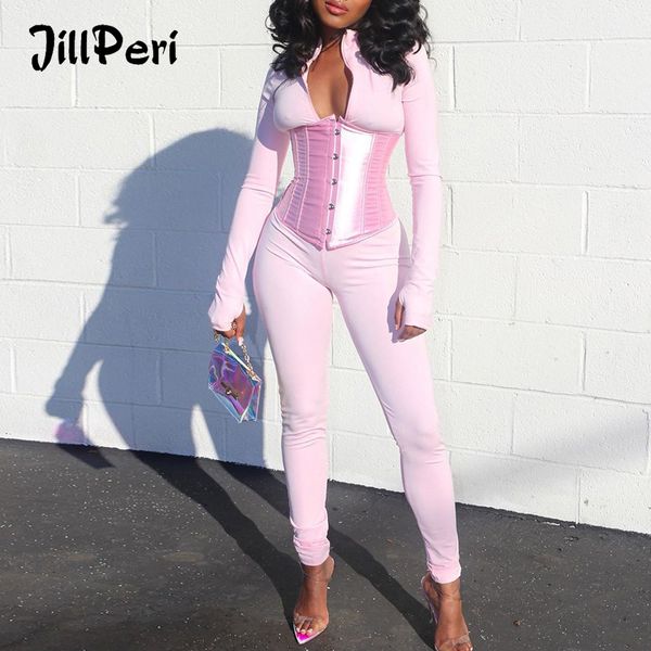 jillperi fashion women solid long sleeve jumpsuit and corset two piece set stretch bodycon street wear sets pink jumpsuit, Black;white
jillperi fashion women solid long sleeve jumpsuit and corset two piece set stretch bodycon street wear sets pink jumpsuit, Black;white