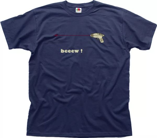 laser pistol gun beew beeew funny navy cotton t-shirt 01288, White;black